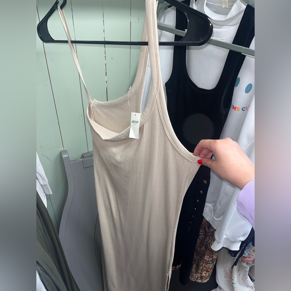 Cream Ribbed Women's Tank Top
